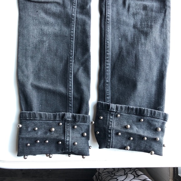 Zara Studded Cuffed Gray Jeans Size 4 - Picture 6 of 11
